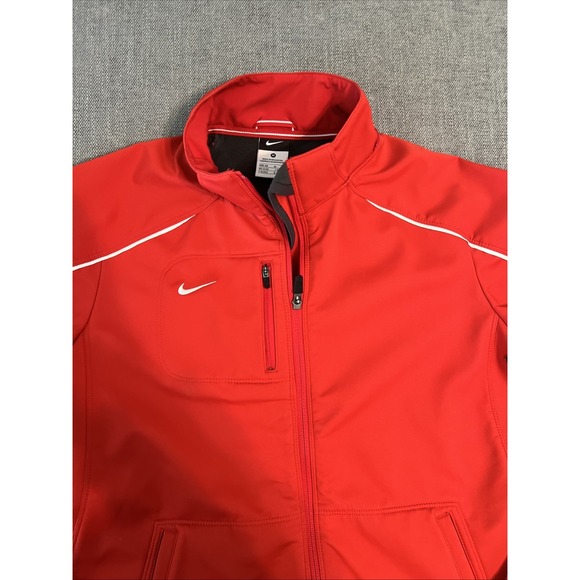 Nike Commander Softshell Jacket Womens M Red Full Zip Fleece Lined Ski Outdoor - Picture 2 of 9